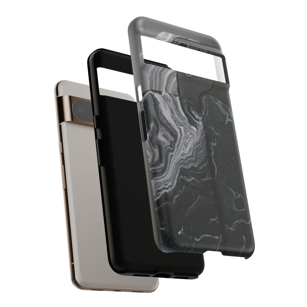 Black Marble Tough Phone Case — Protective iPhone Cover with Marble Texture