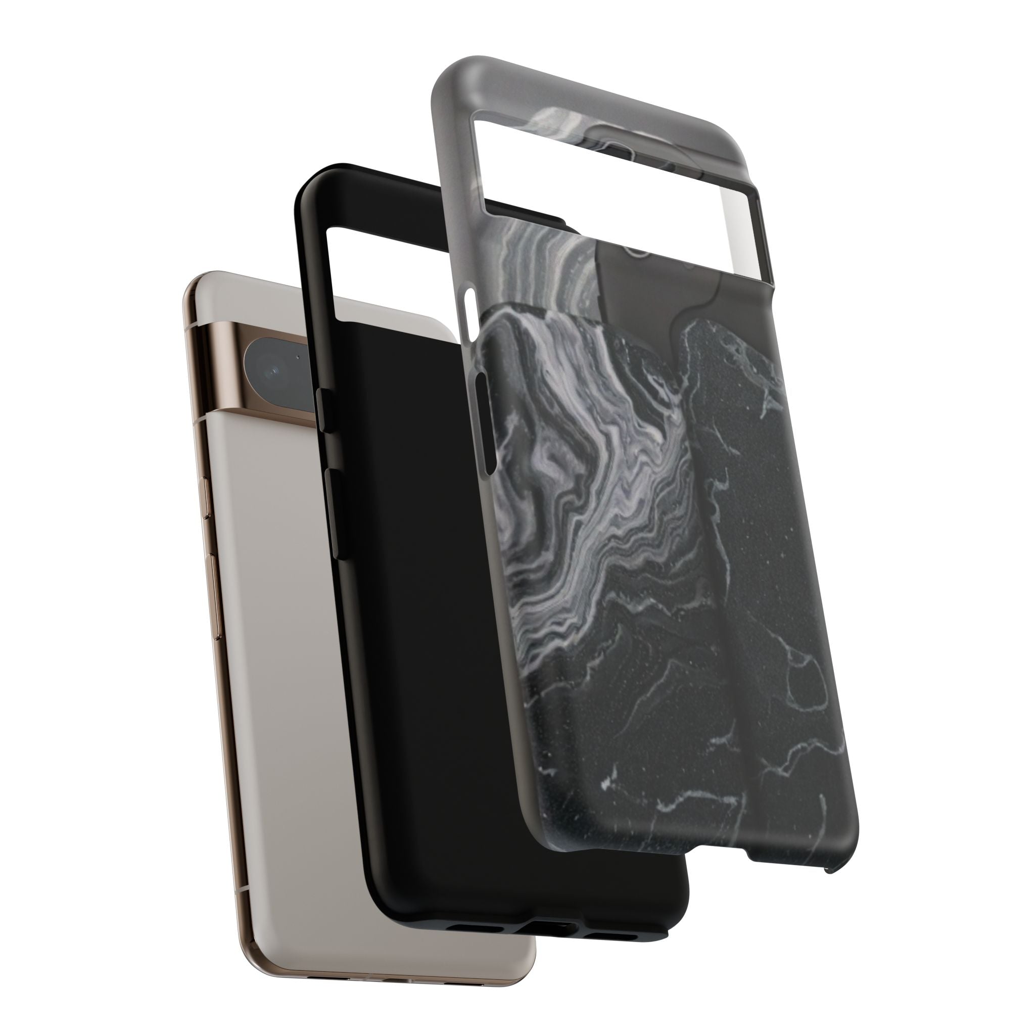 Black Marble Tough Phone Case — Protective iPhone Cover with Marble Texture