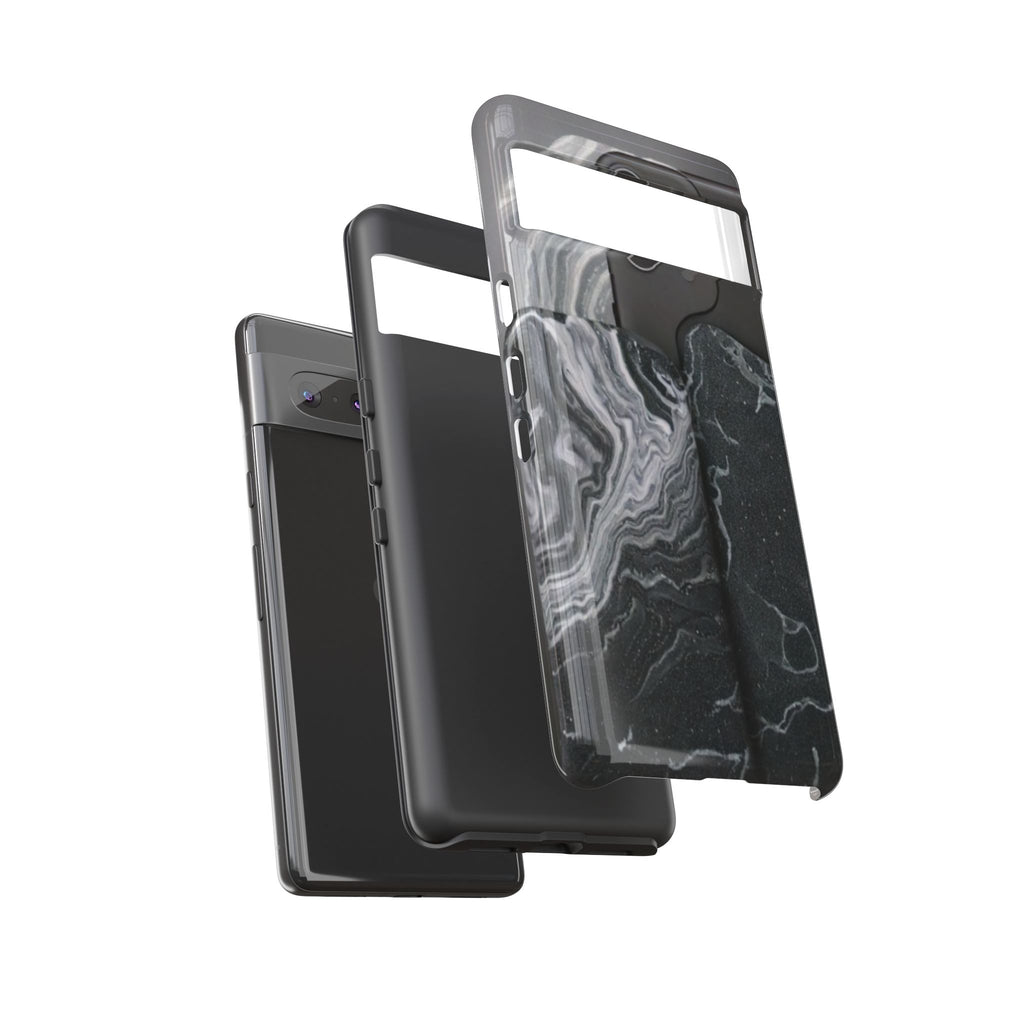 Black Marble Tough Phone Case — Protective iPhone Cover with Marble Texture