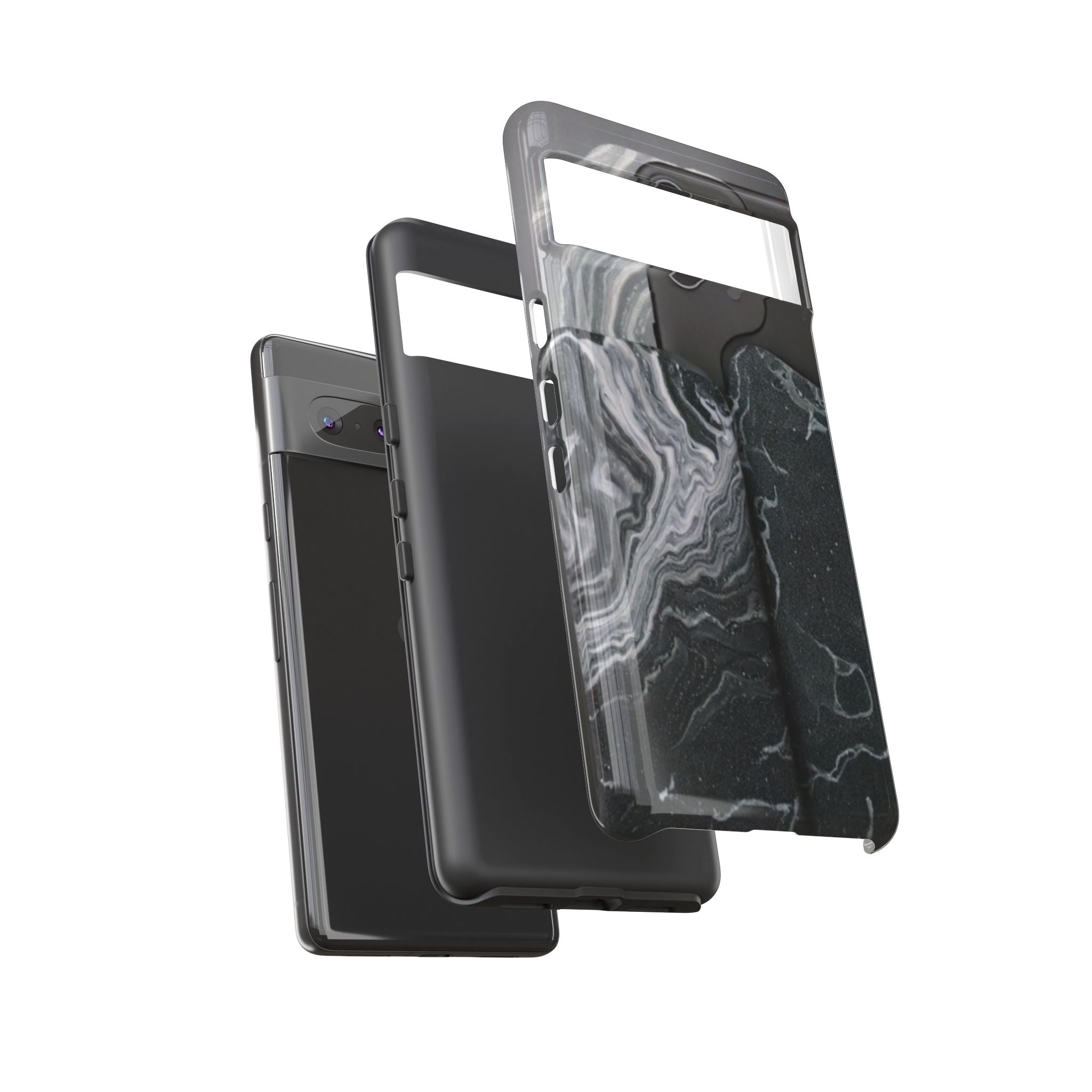 Black Marble Tough Phone Case — Protective iPhone Cover with Marble Texture