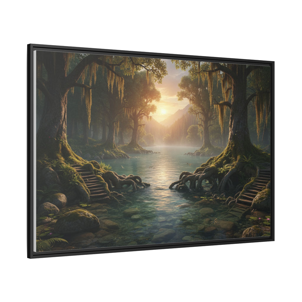 Framed Matte Canvas Art - Step In To The Water