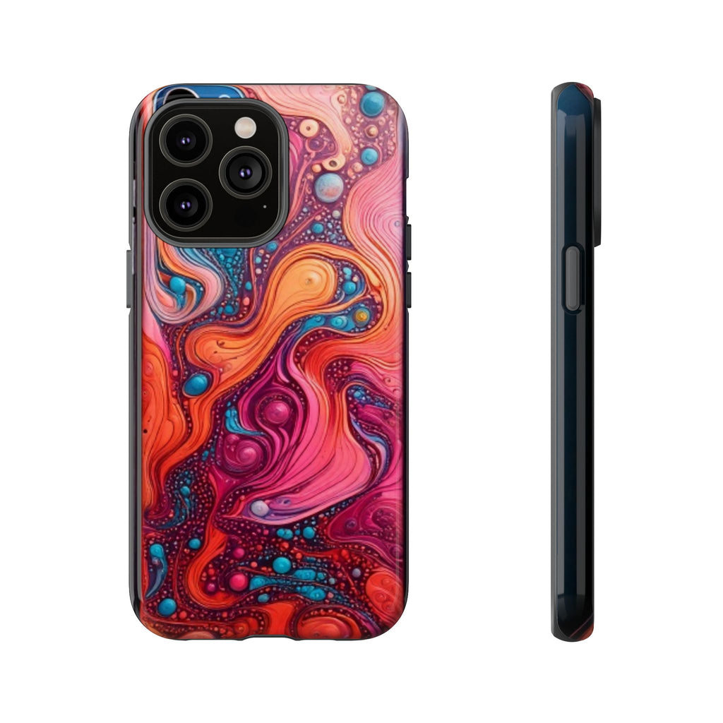 Abstract Swirl Tough Phone Case — Colorful Liquid Art Protective Cover