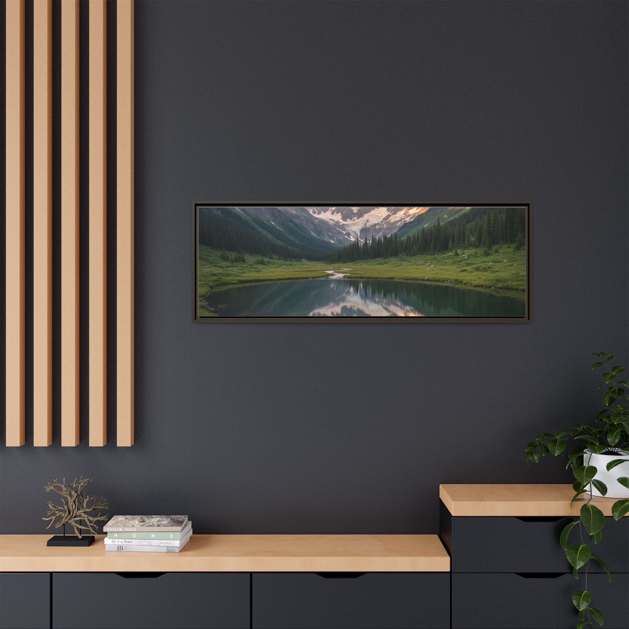 Matte Framed Canvas - Mountain Lake Landscape Wall Art