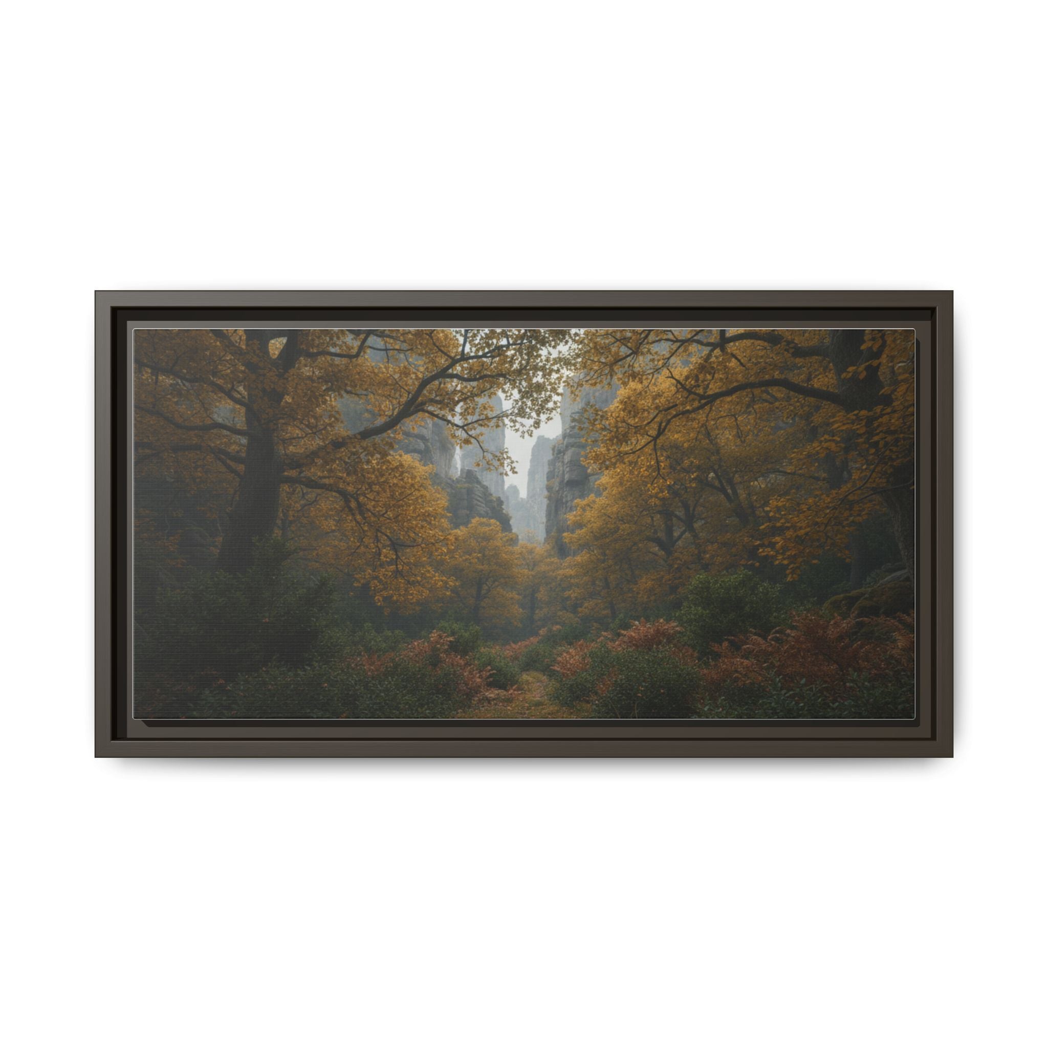 Autumn Forest Path Matte Canvas Print — Framed Wall Art