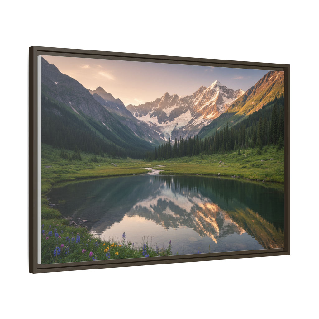 Matte Framed Canvas - Mountain Lake Landscape Wall Art