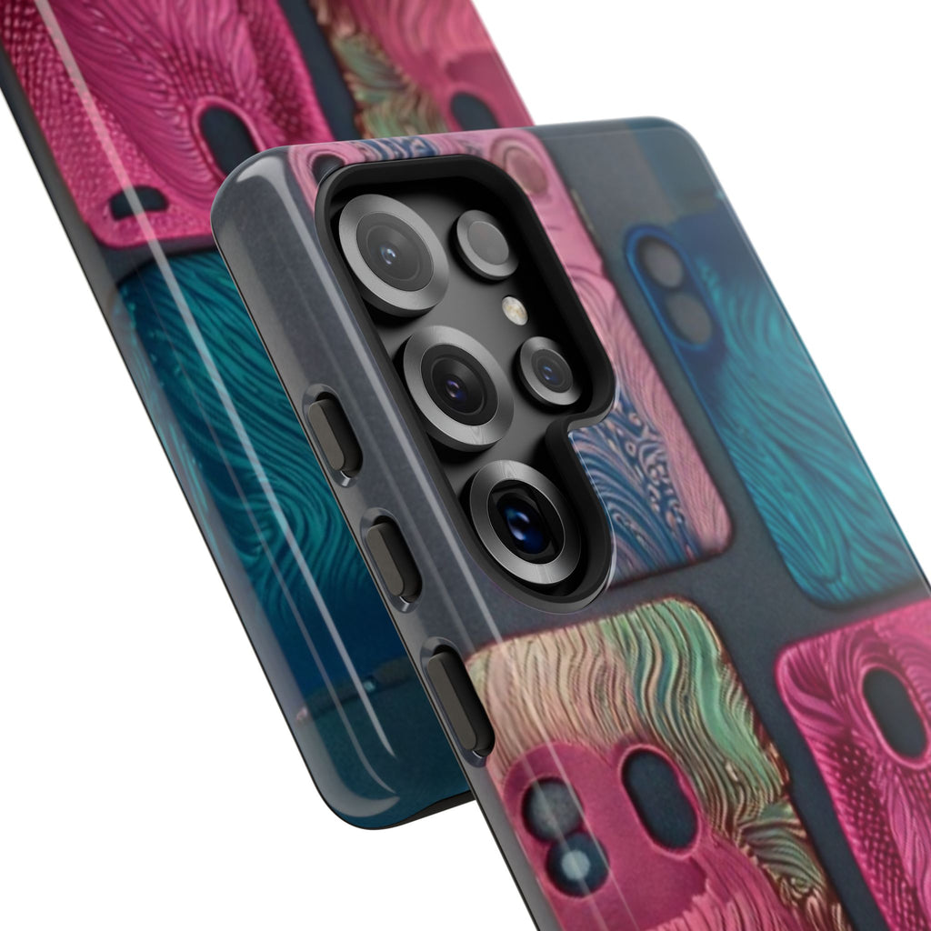 Tough Case - Colorful Textured Phone Case (Protective, Artistic Swirl Design)