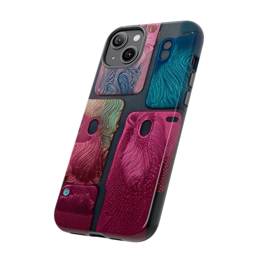 Tough Case - Colorful Textured Phone Case (Protective, Artistic Swirl Design)