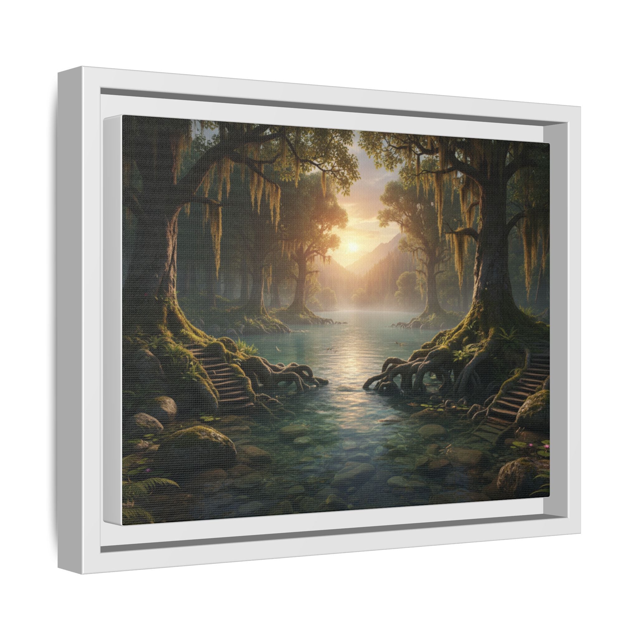 Framed Matte Canvas Art - Step In To The Water