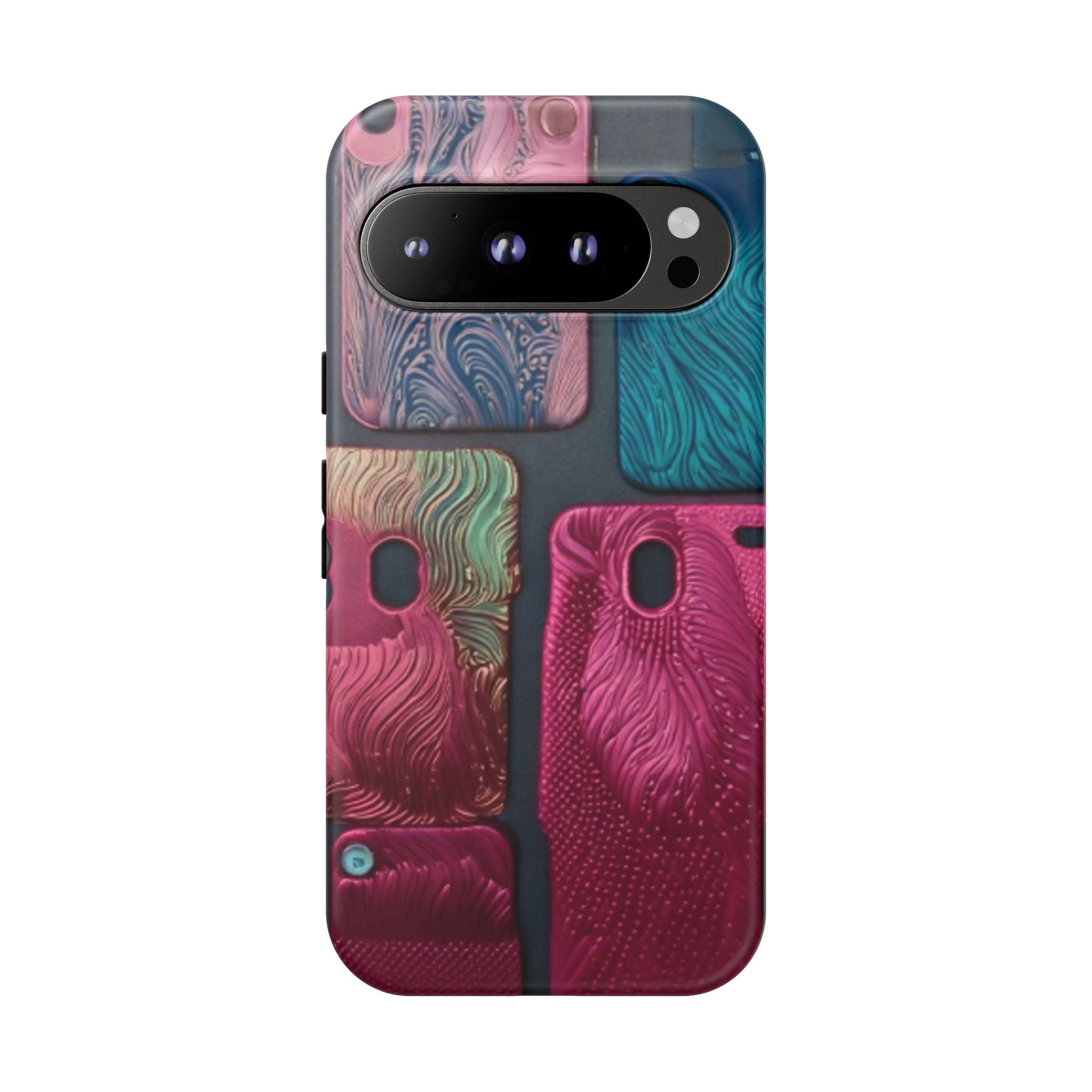 Tough Case - Colorful Textured Phone Case (Protective, Artistic Swirl Design)