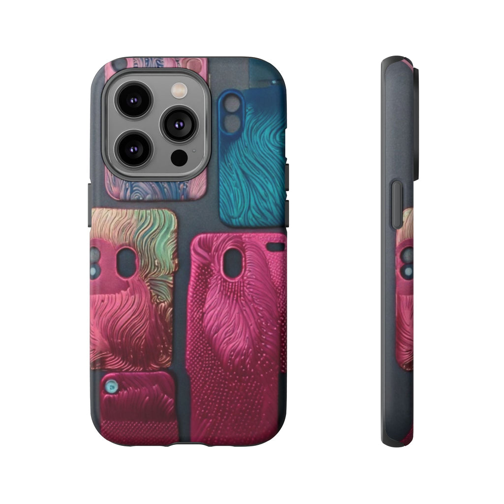 Tough Case - Colorful Textured Phone Case (Protective, Artistic Swirl Design)