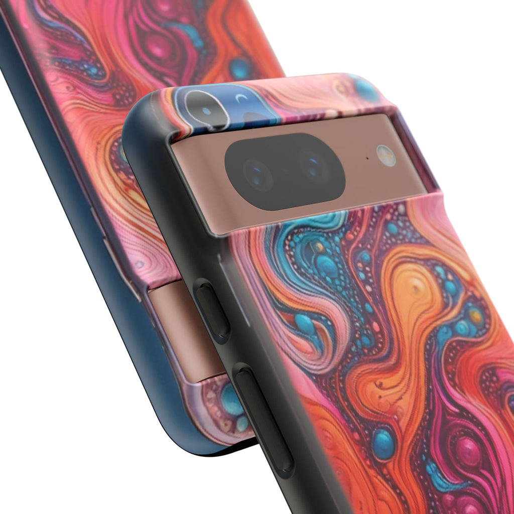 Abstract Swirl Tough Phone Case — Colorful Liquid Art Protective Cover