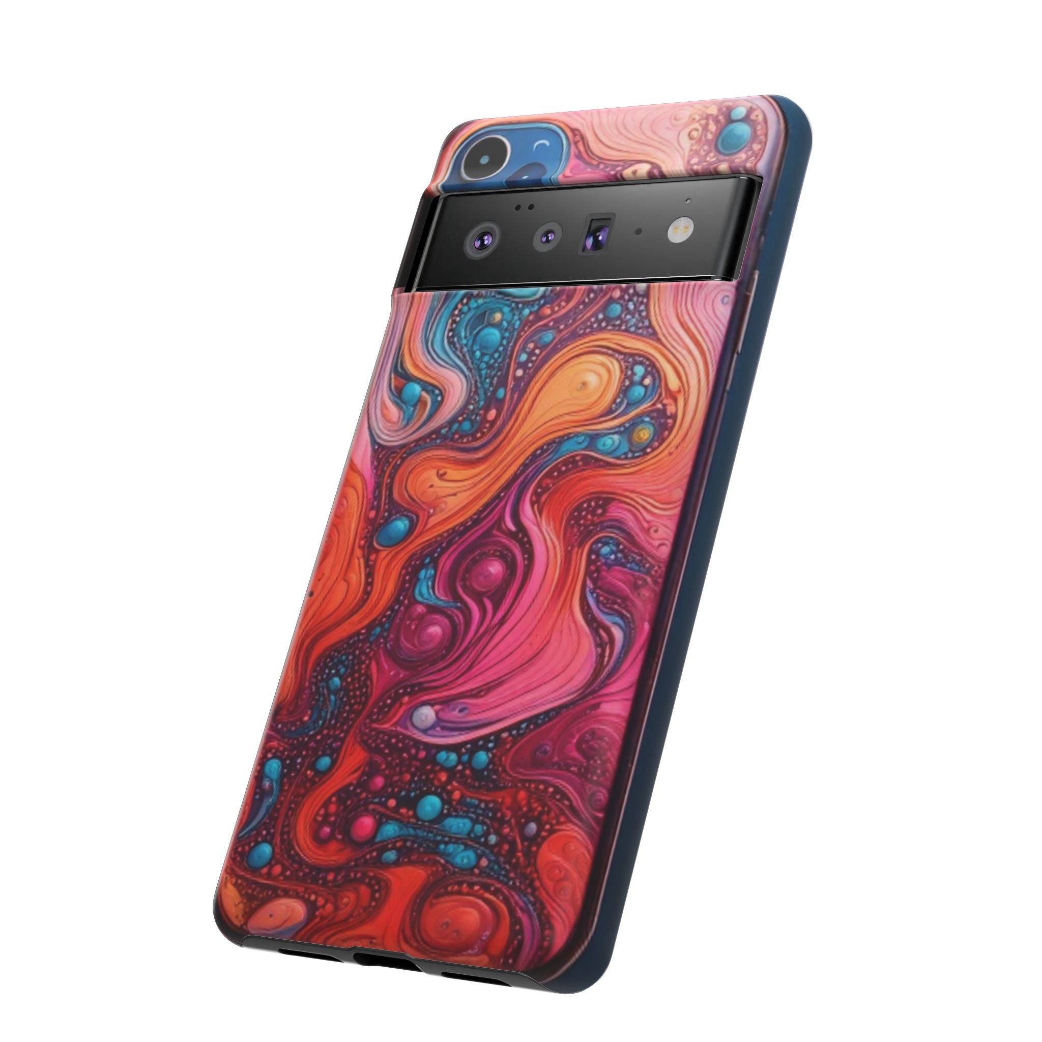 Abstract Swirl Tough Phone Case — Colorful Liquid Art Protective Cover