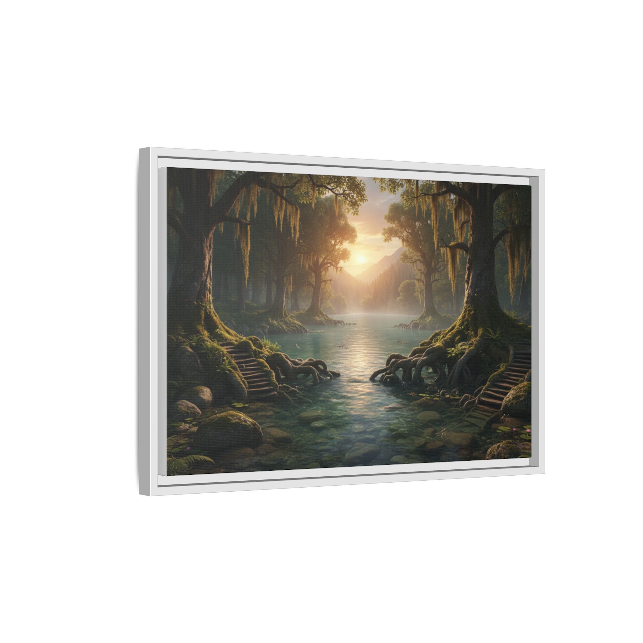 Framed Matte Canvas Art - Step In To The Water