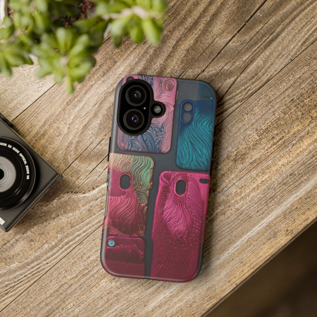 Tough Case - Colorful Textured Phone Case (Protective, Artistic Swirl Design)