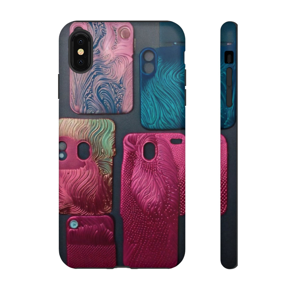 Tough Case - Colorful Textured Phone Case (Protective, Artistic Swirl Design)