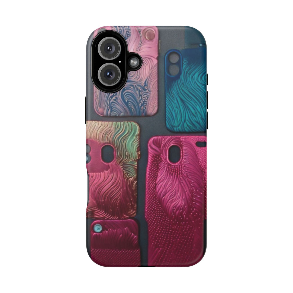 Tough Case - Colorful Textured Phone Case (Protective, Artistic Swirl Design)