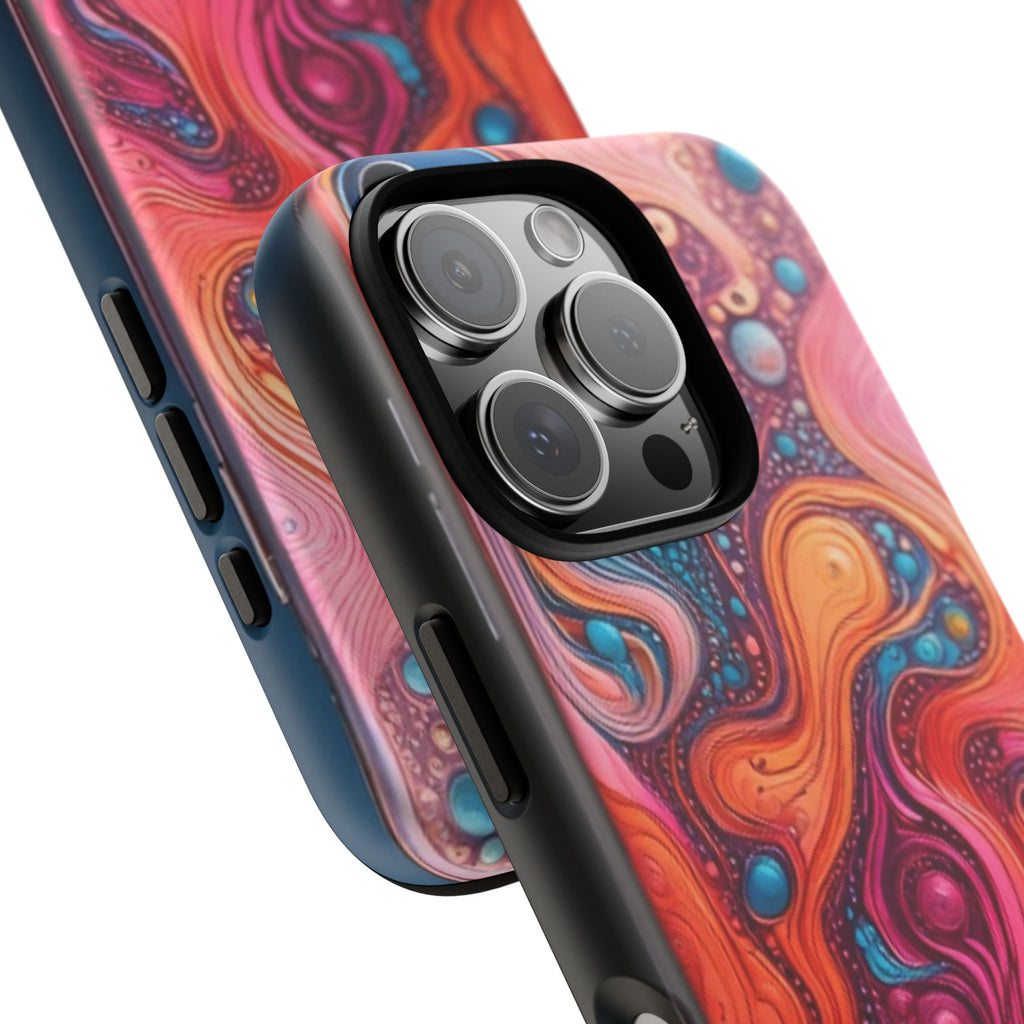Abstract Swirl Tough Phone Case — Colorful Liquid Art Protective Cover