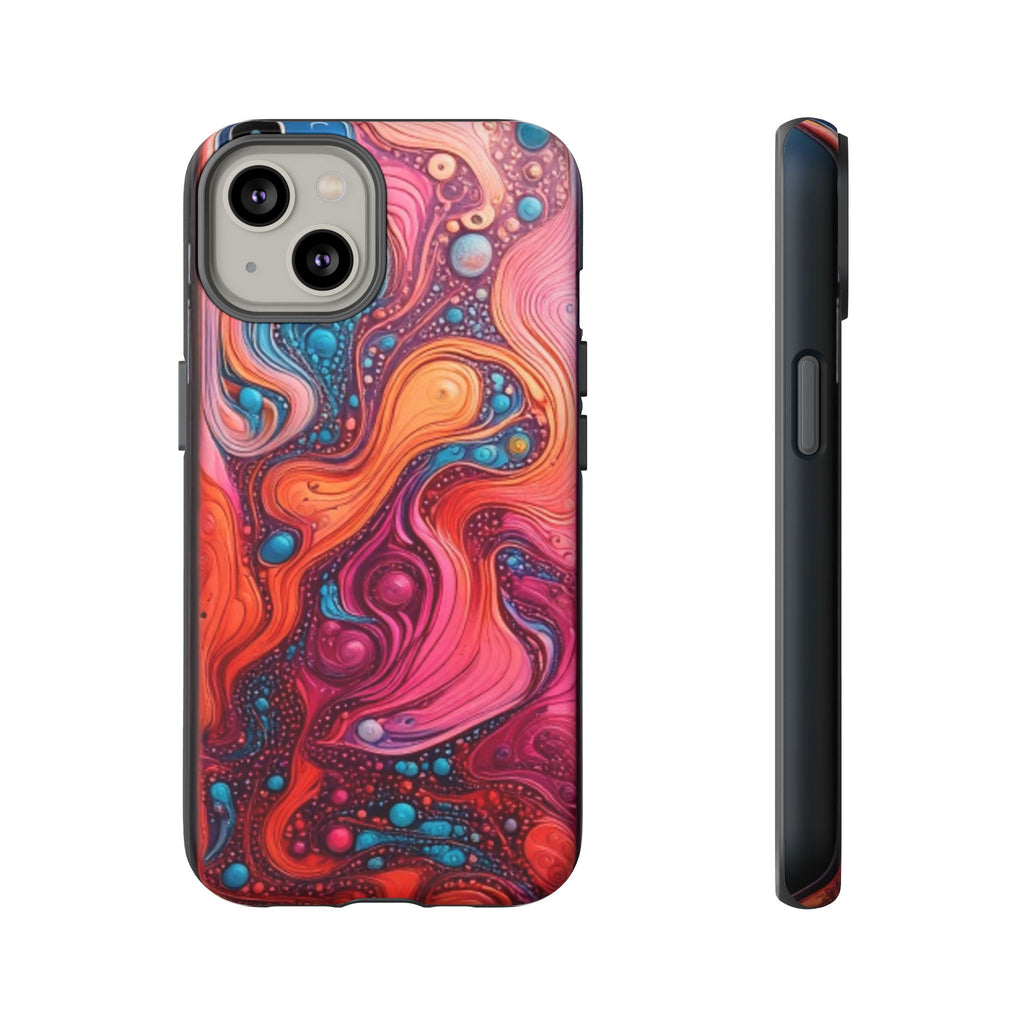 Abstract Swirl Tough Phone Case — Colorful Liquid Art Protective Cover