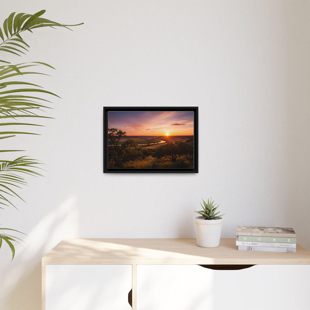 Sunset River Matte Canvas Framed Wall Art
