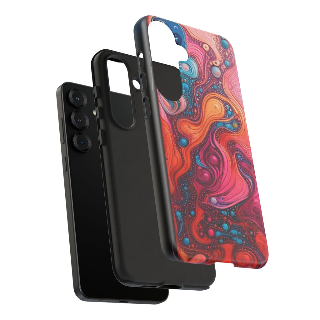 Abstract Swirl Tough Phone Case — Colorful Liquid Art Protective Cover