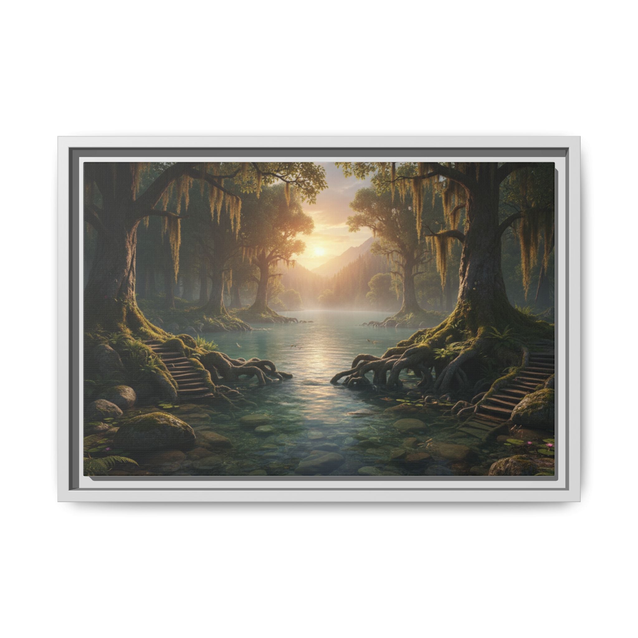 Framed Matte Canvas Art - Step In To The Water