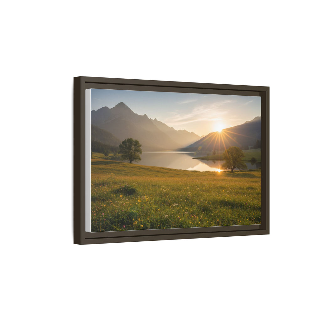 Sunrise Mountain Lake Matte Canvas — Framed Landscape Wall Art