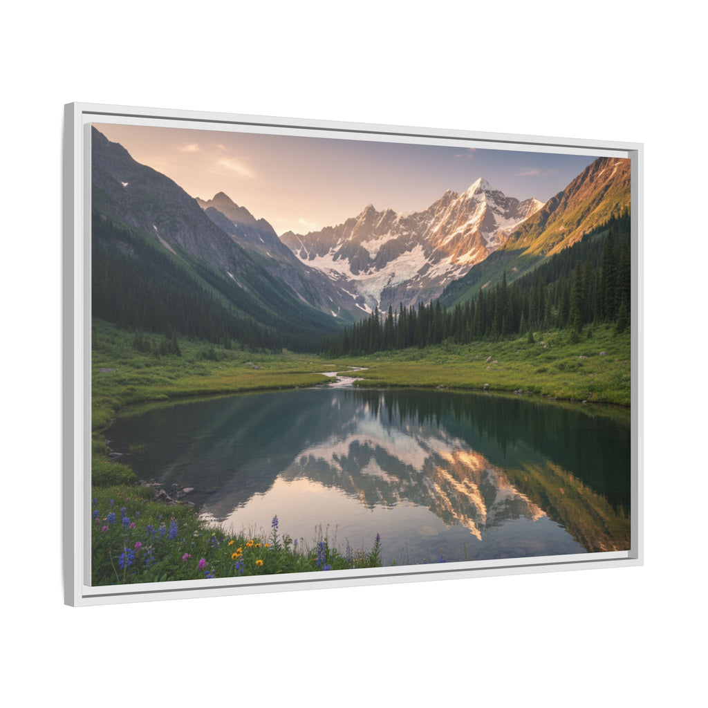 Matte Framed Canvas - Mountain Lake Landscape Wall Art