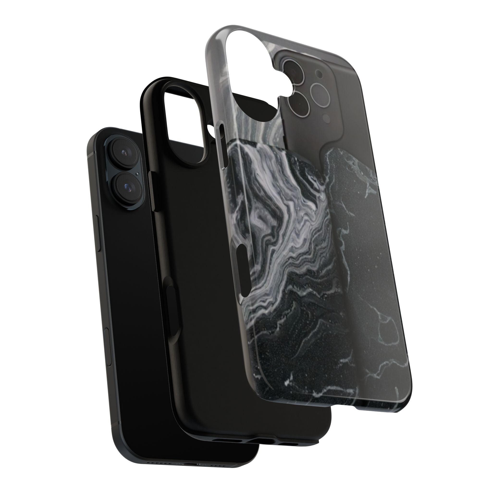 Black Marble Tough Phone Case — Protective iPhone Cover with Marble Texture