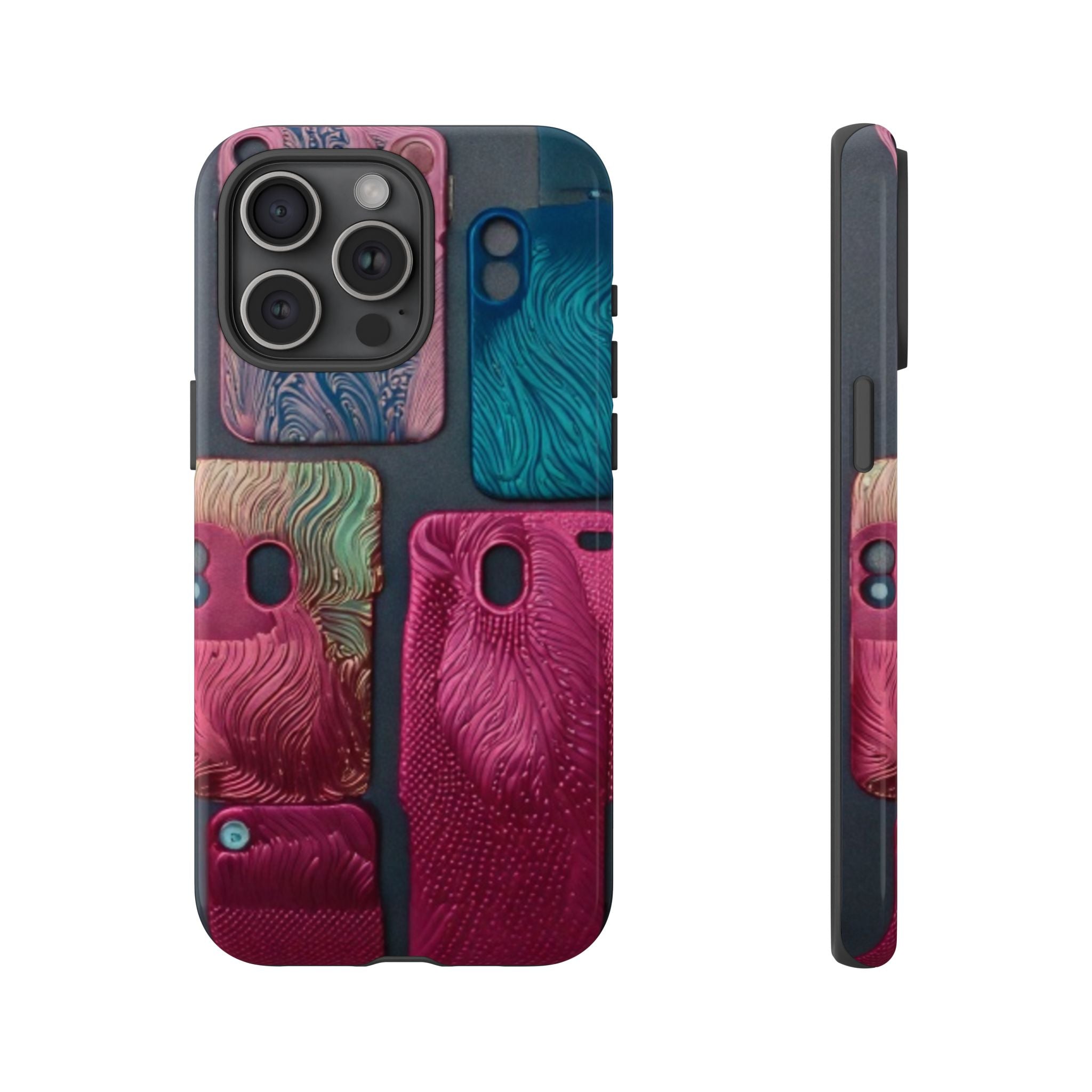 Tough Case - Colorful Textured Phone Case (Protective, Artistic Swirl Design)