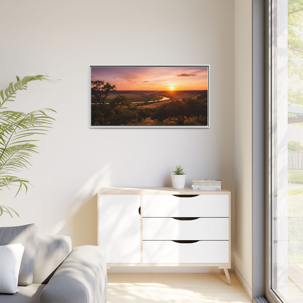 Sunset River Matte Canvas Framed Wall Art