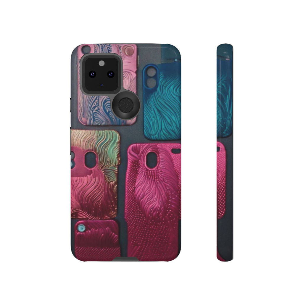 Tough Case - Colorful Textured Phone Case (Protective, Artistic Swirl Design)