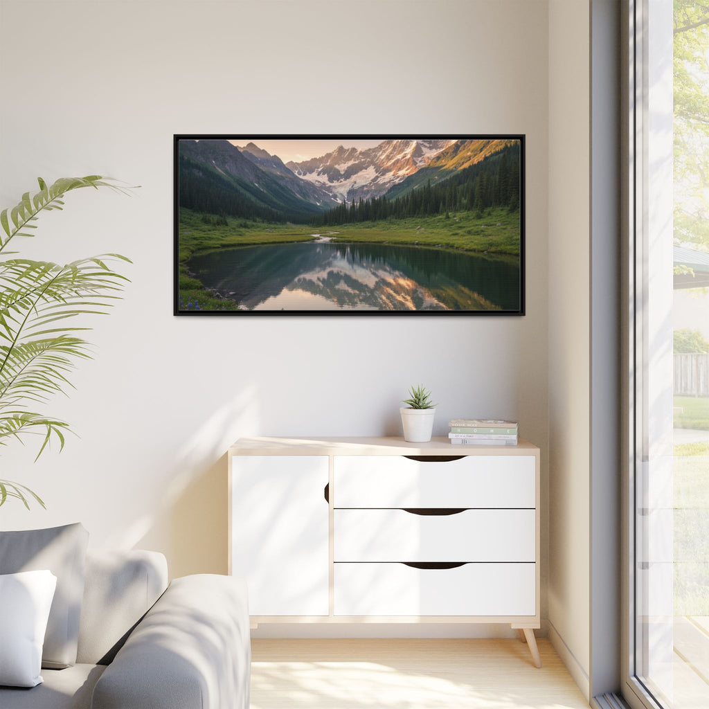 Matte Framed Canvas - Mountain Lake Landscape Wall Art