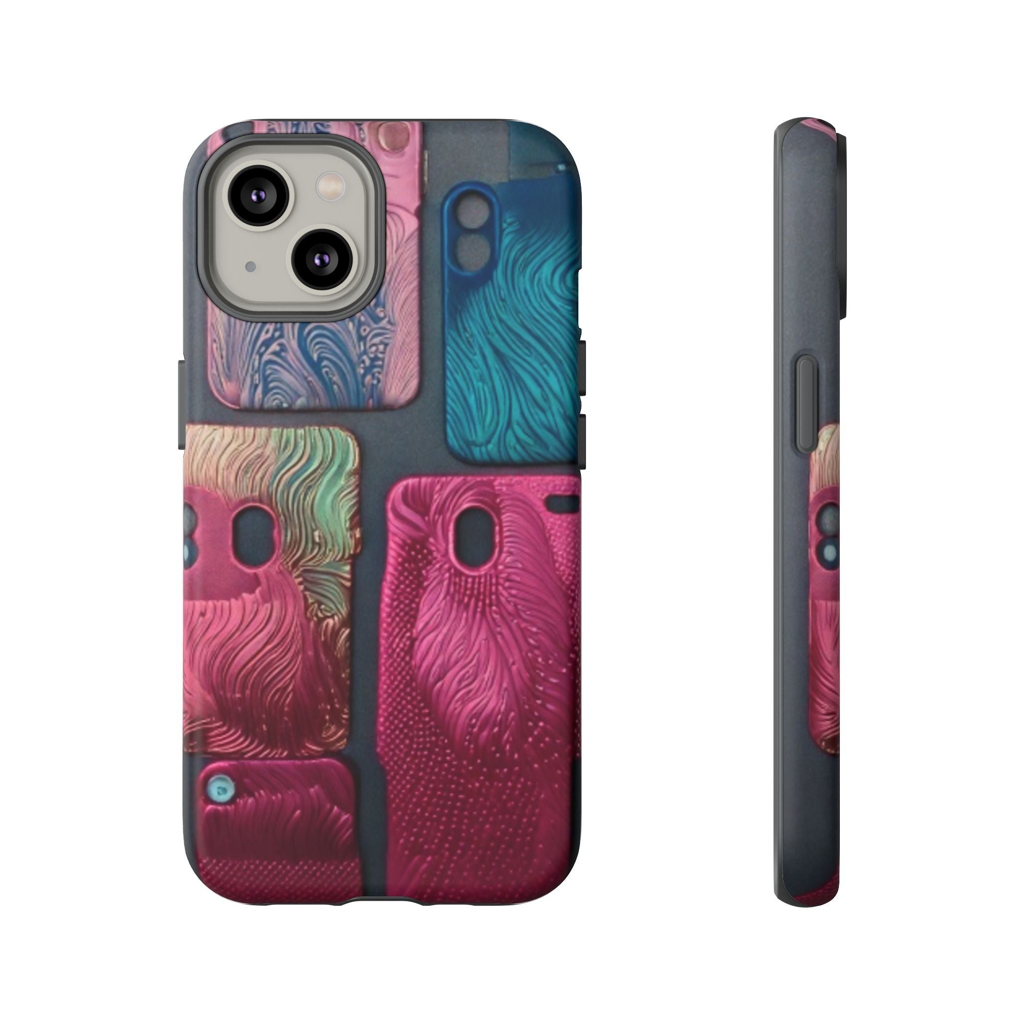 Tough Case - Colorful Textured Phone Case (Protective, Artistic Swirl Design)