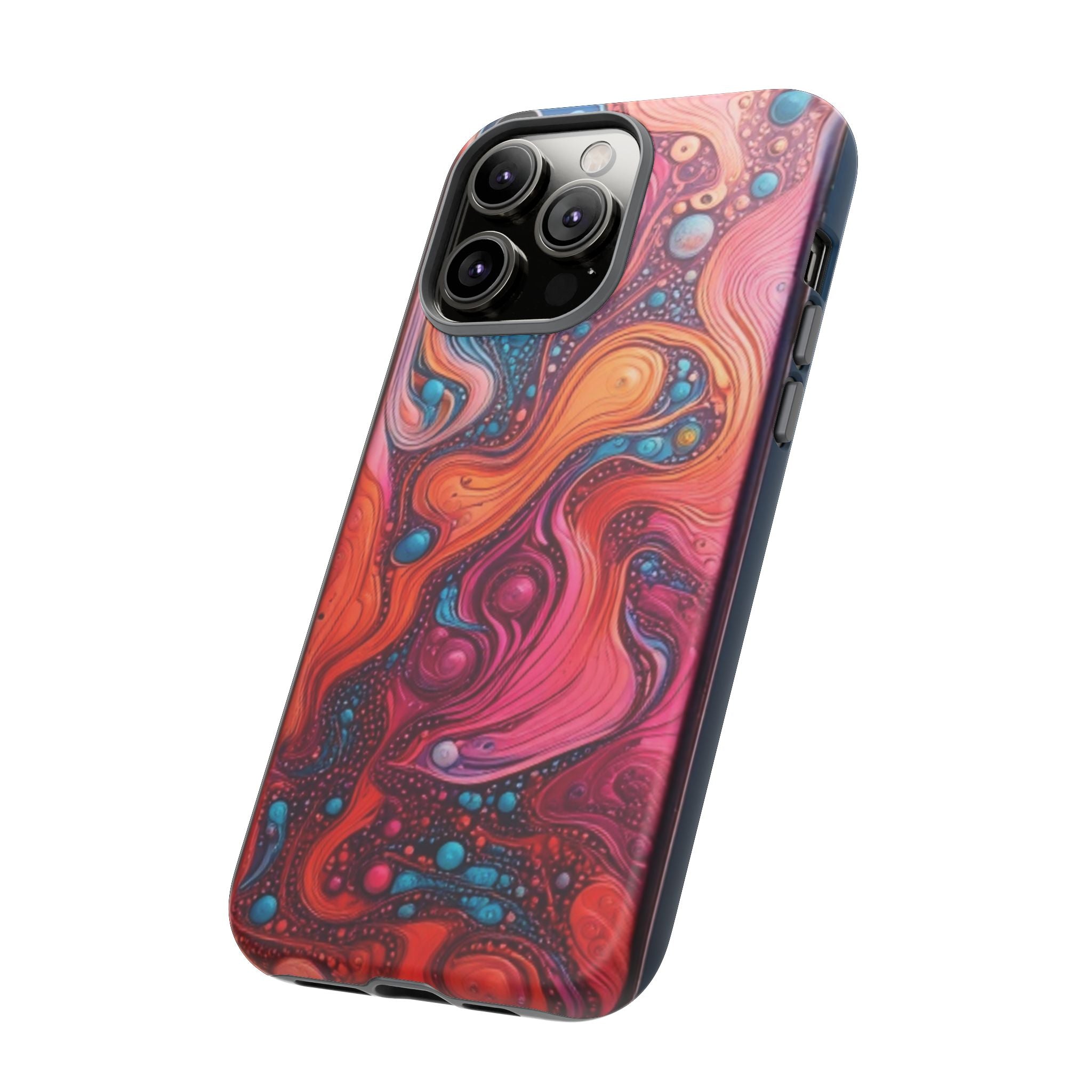 Abstract Swirl Tough Phone Case — Colorful Liquid Art Protective Cover