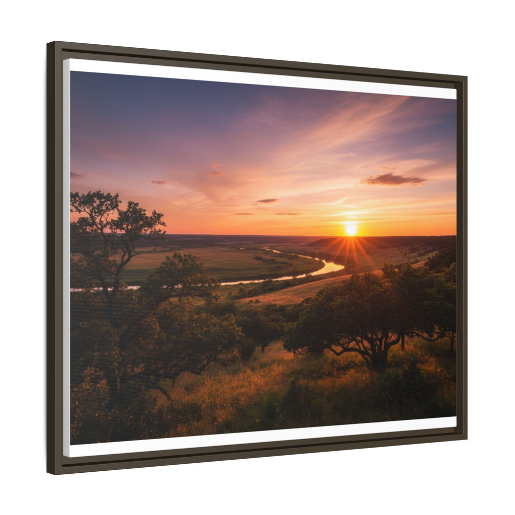 Sunset River Matte Canvas Framed Wall Art