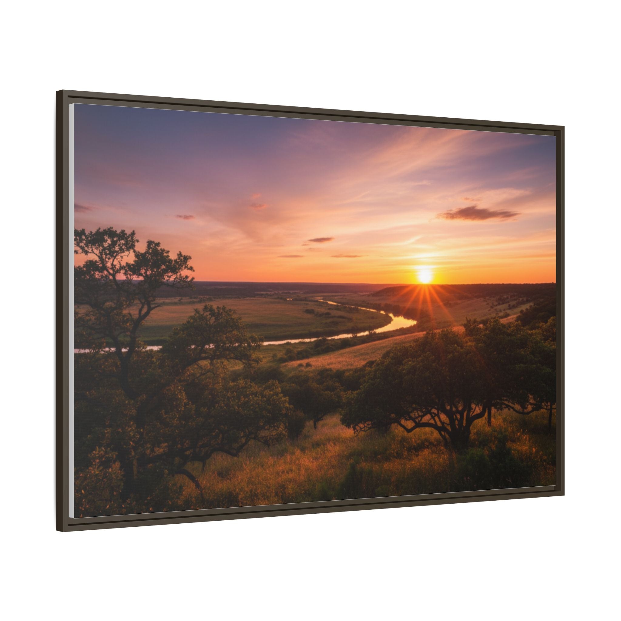 Sunset River Matte Canvas Framed Wall Art