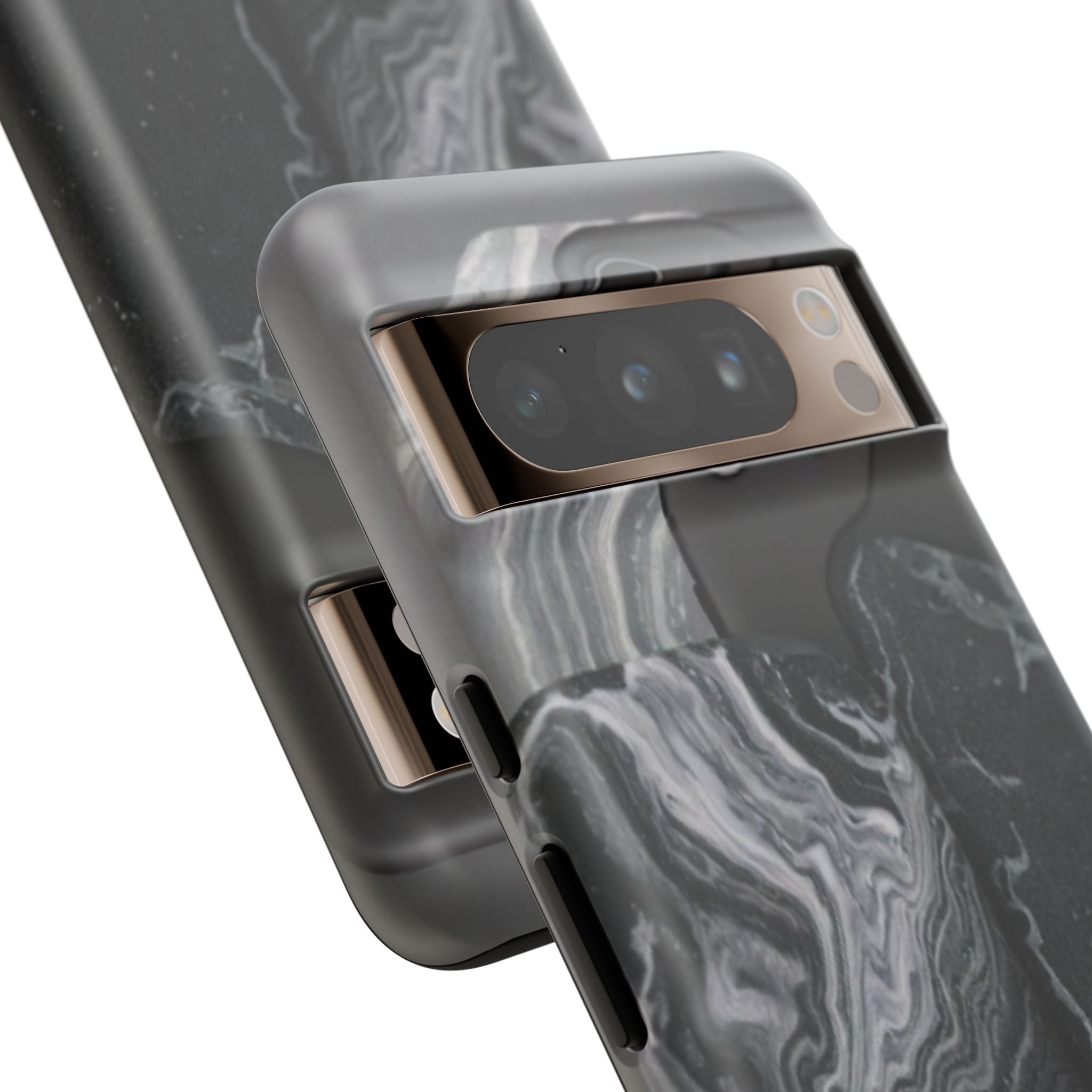 Black Marble Tough Phone Case — Protective iPhone Cover with Marble Texture