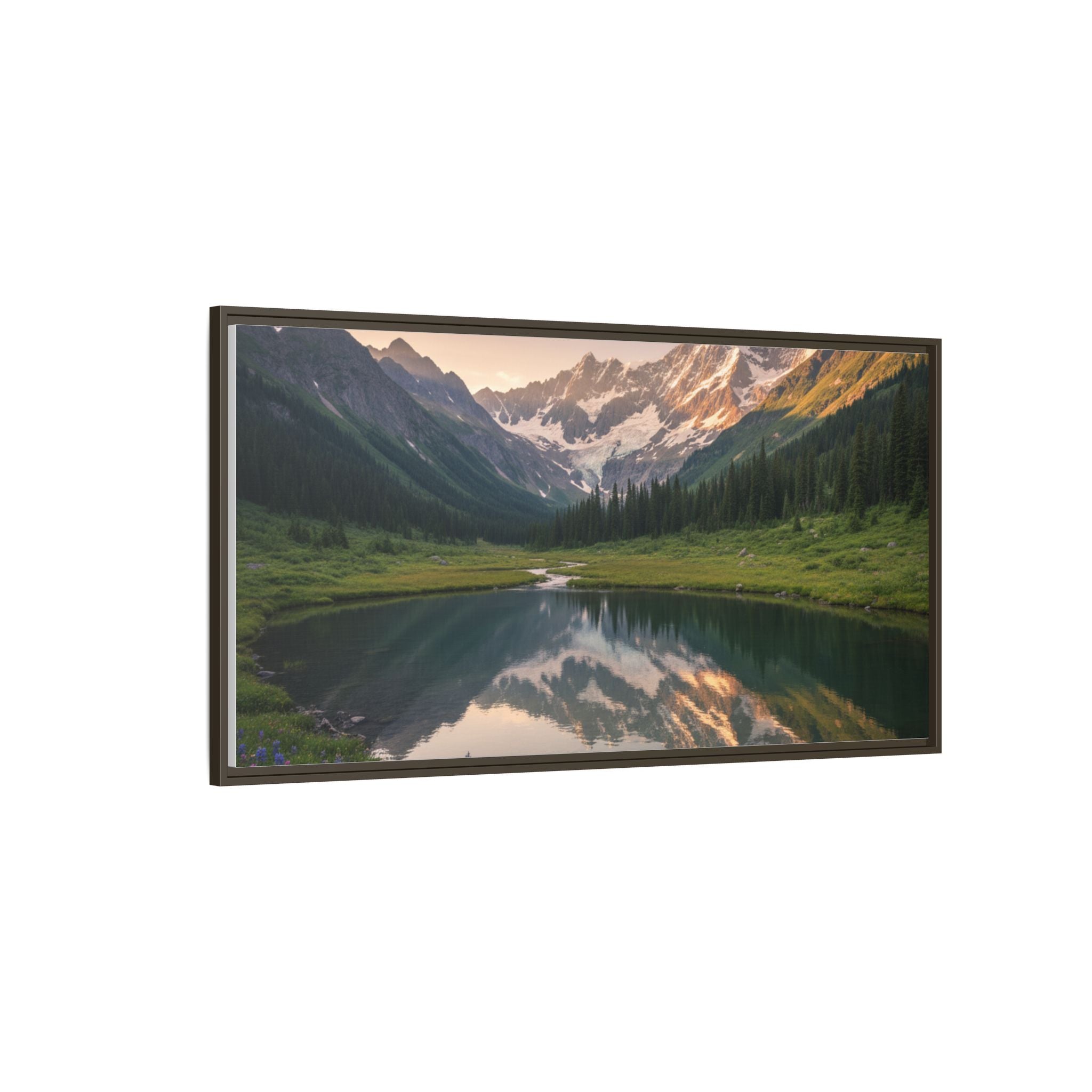 Matte Framed Canvas - Mountain Lake Landscape Wall Art