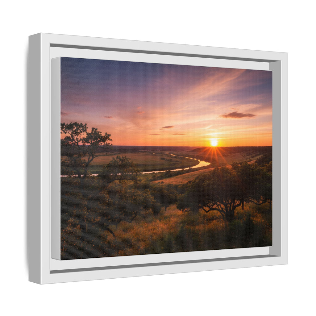 Sunset River Matte Canvas Framed Wall Art