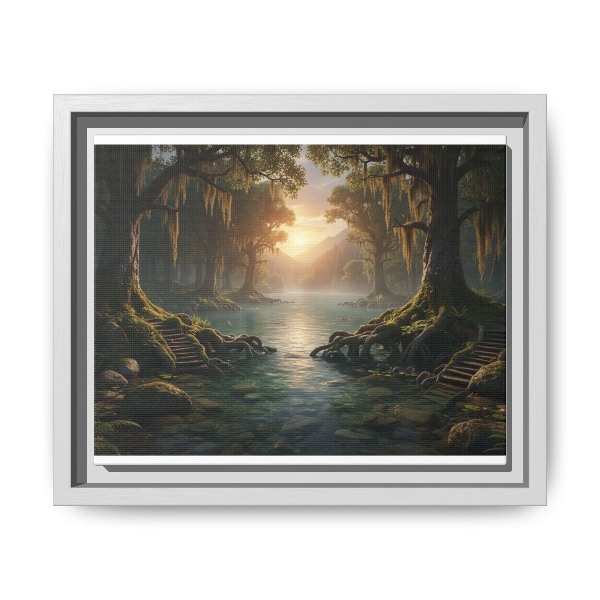 Framed Matte Canvas Art - Step In To The Water