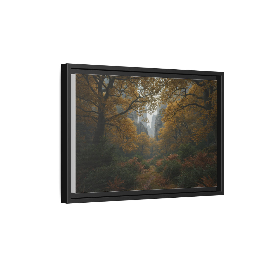 Autumn Forest Path Matte Canvas Print — Framed Wall Art