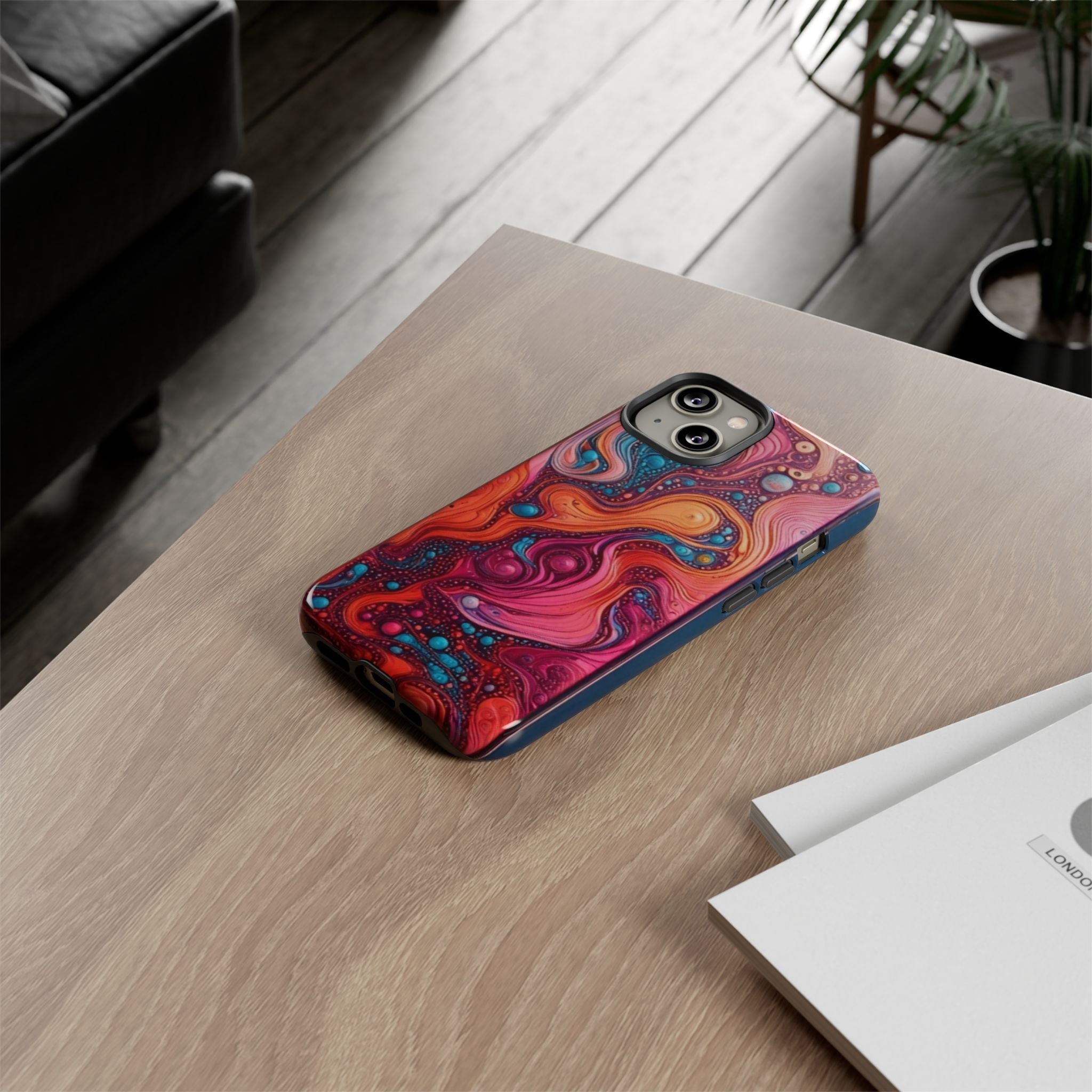 Abstract Swirl Tough Phone Case — Colorful Liquid Art Protective Cover