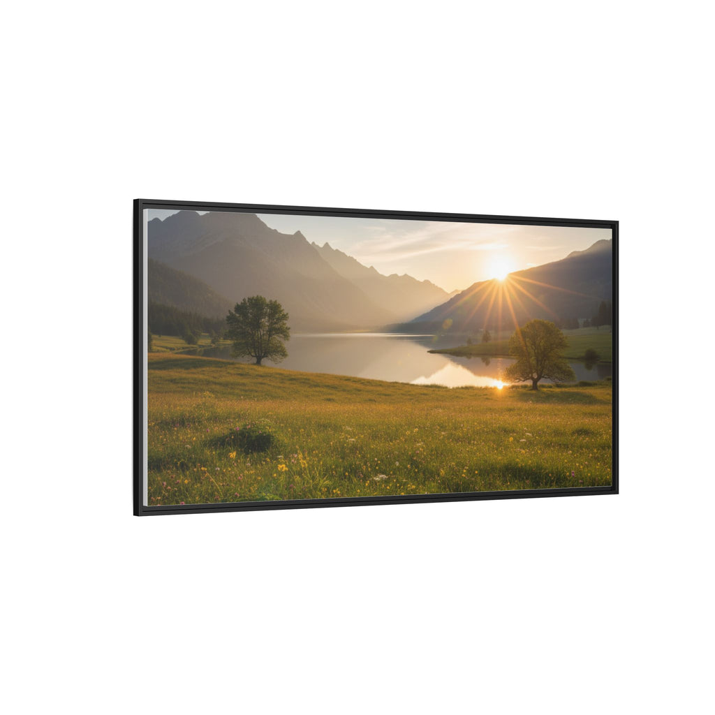 Sunrise Mountain Lake Matte Canvas — Framed Landscape Wall Art