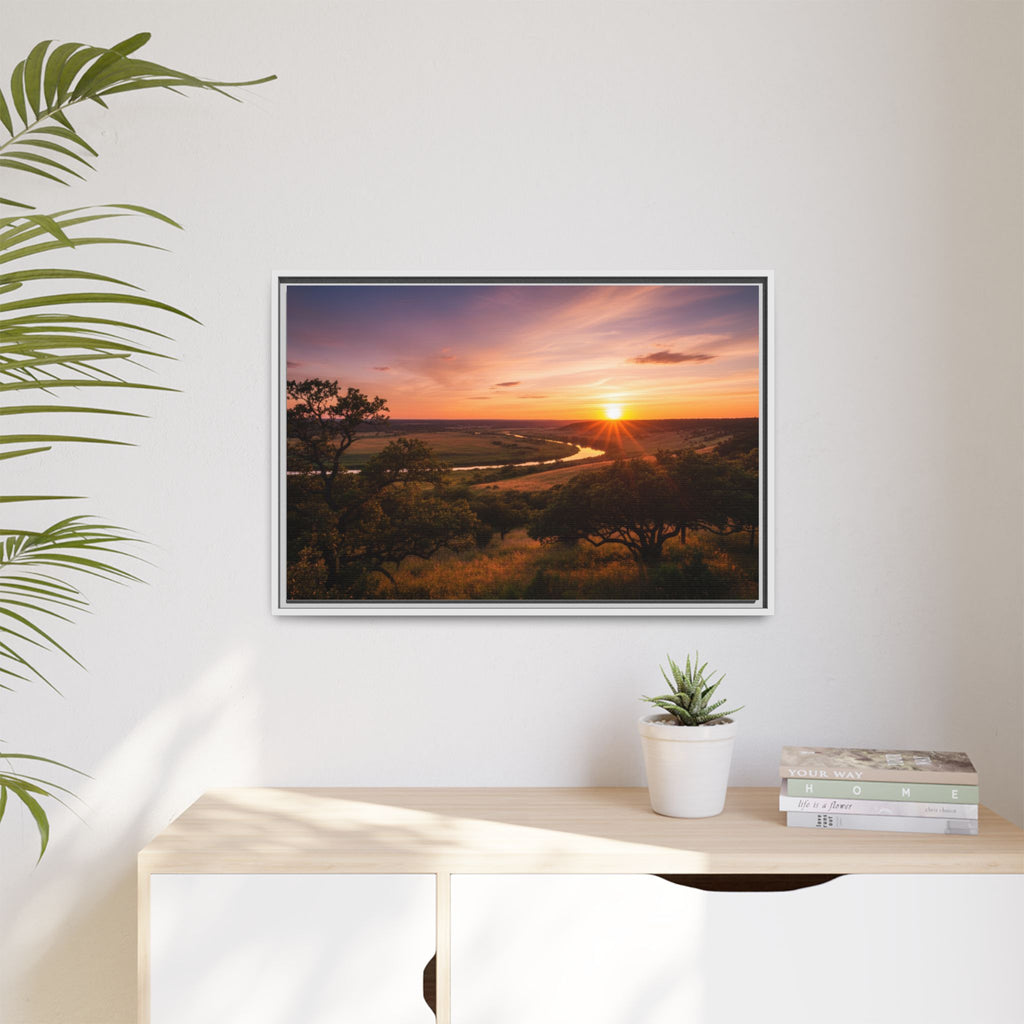 Sunset River Matte Canvas Framed Wall Art