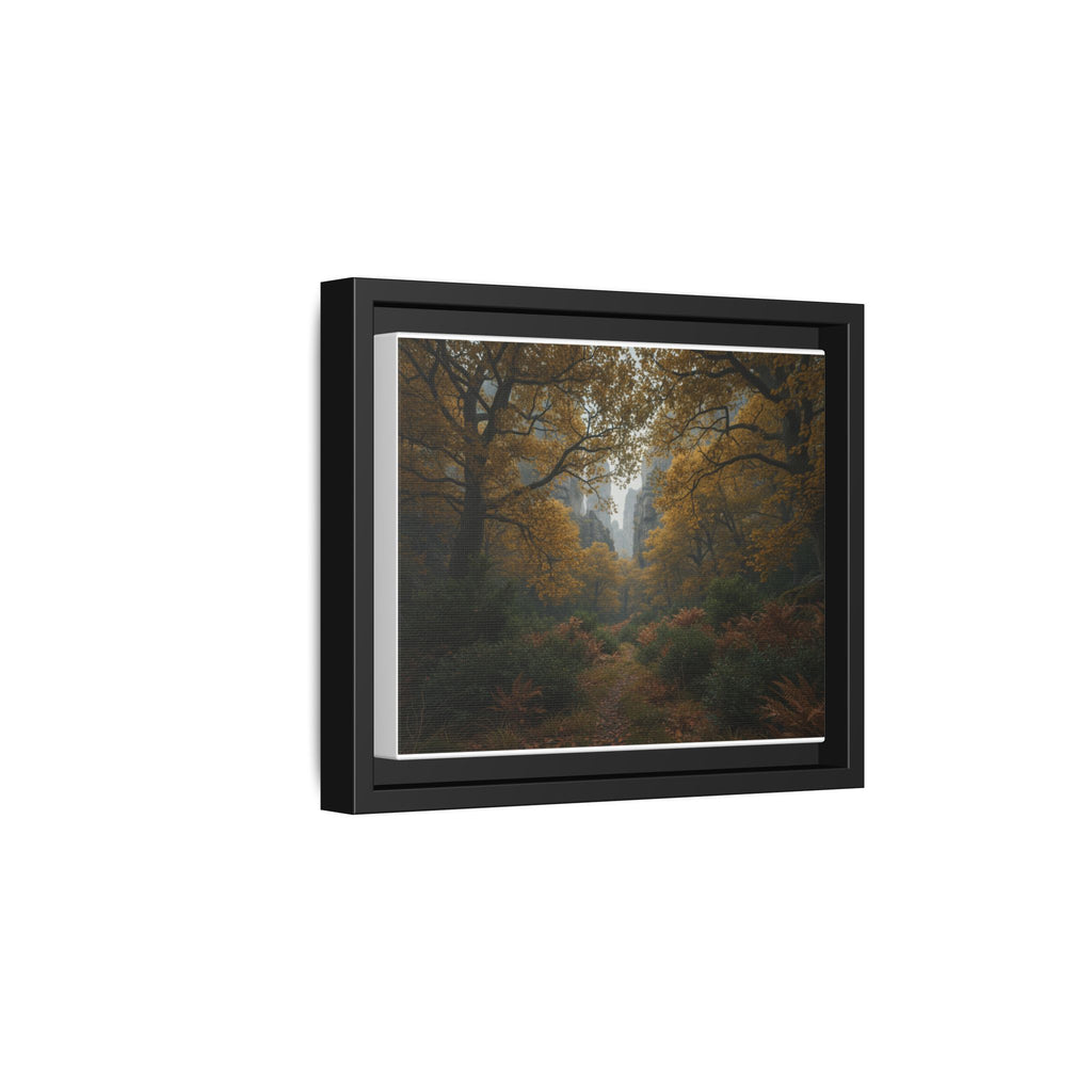 Autumn Forest Path Matte Canvas Print — Framed Wall Art