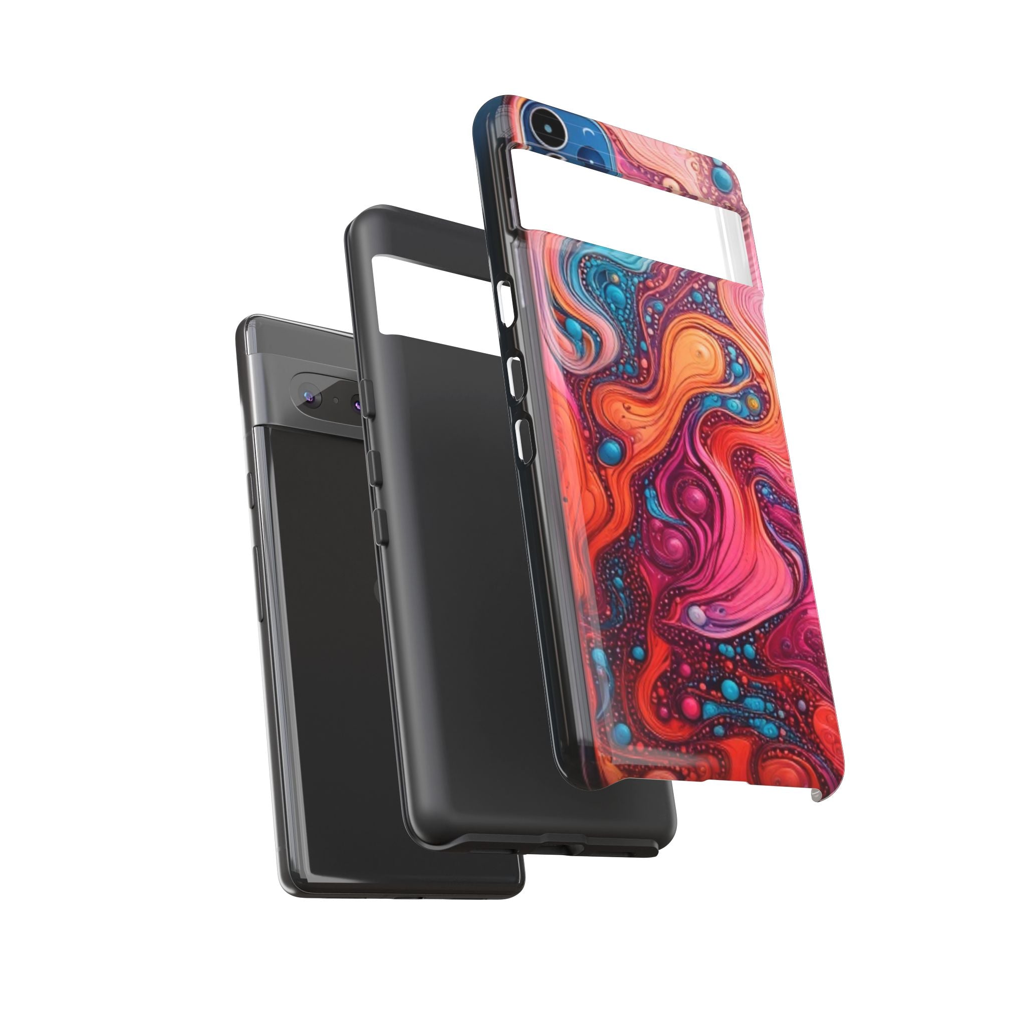 Abstract Swirl Tough Phone Case — Colorful Liquid Art Protective Cover