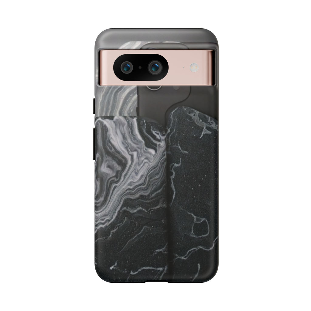 Black Marble Tough Phone Case — Protective iPhone Cover with Marble Texture