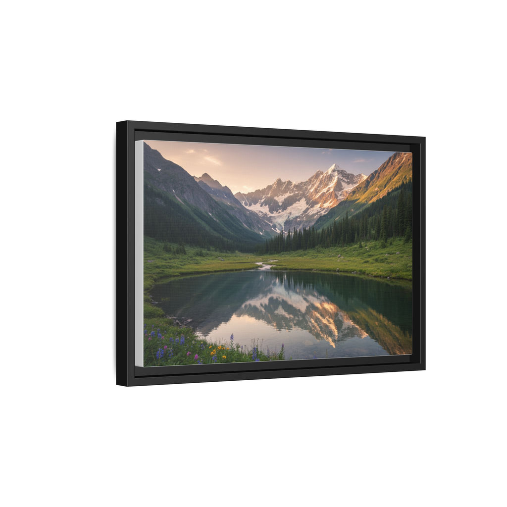 Matte Framed Canvas - Mountain Lake Landscape Wall Art