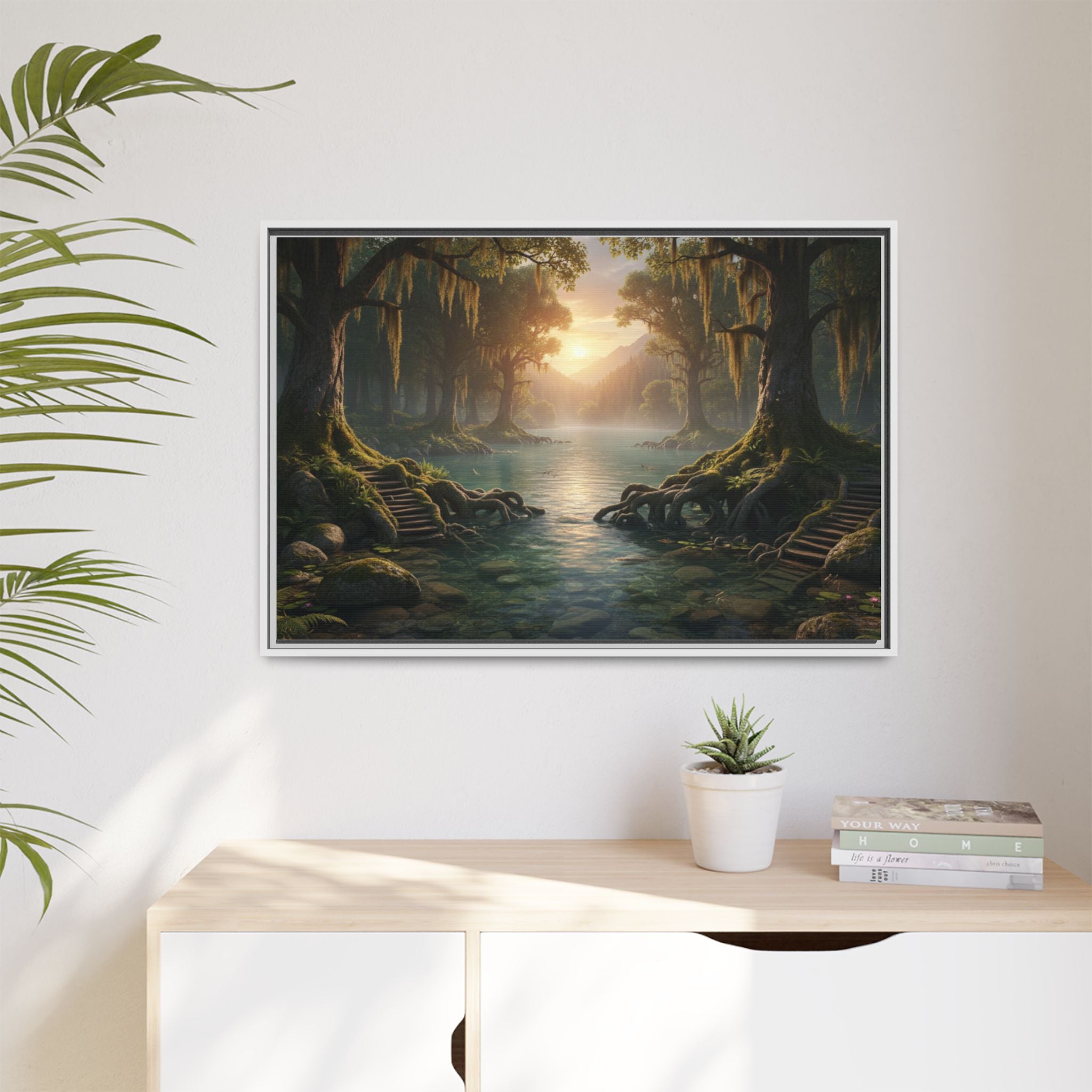 Framed Matte Canvas Art - Step In To The Water