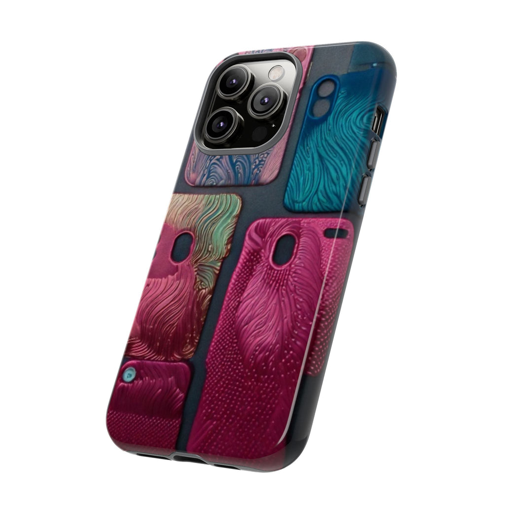 Tough Case - Colorful Textured Phone Case (Protective, Artistic Swirl Design)